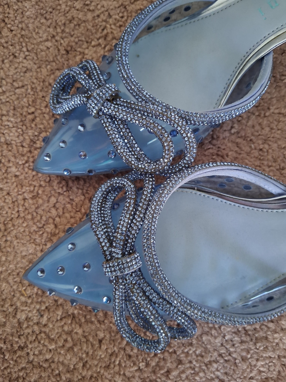 Women's Sz 8 Gianni Bini Blue Pointed Toe Embellished Mule Excellent Condition - Picture 7 of 10
